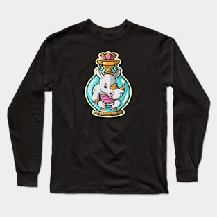 Cute Rhino in a Genie Bottle Long Sleeve T-Shirt